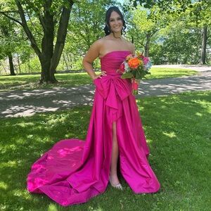 Sherri Hill Vibrant Pink Strapless Dress